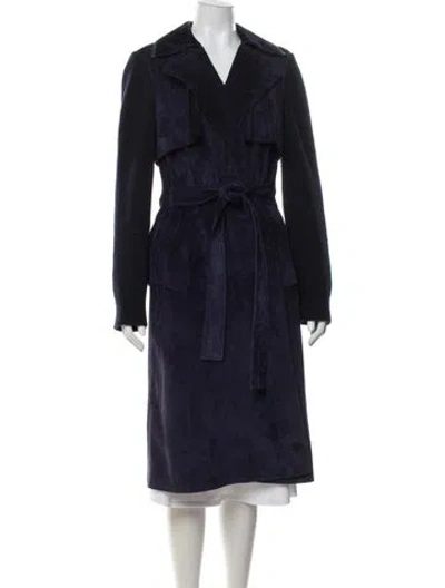 Pre-owned Derek Lam Leather Trench Coat In Blue