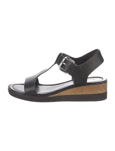 Pre-owned Derek Lam Leather T-strap Sandals In Black