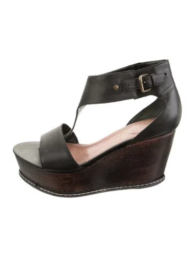 Pre-owned Derek Lam Leather T-strap Sandals In Black
