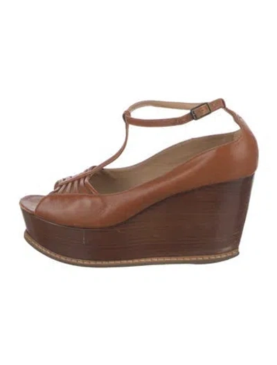 Pre-owned Derek Lam Leather T-strap Sandals In Brown