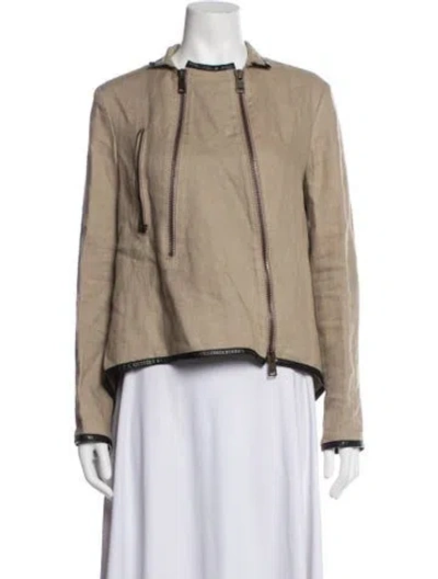Pre-owned Derek Lam Linen Biker Jacket In Neutrals