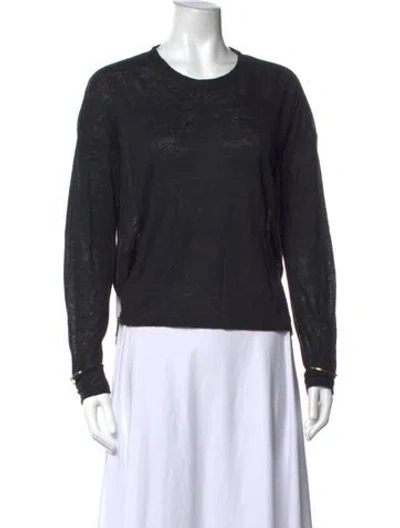 Pre-owned Derek Lam Linen Crew Neck Top In Black