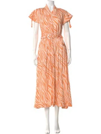 Pre-owned Derek Lam Linen Long Dress In Orange
