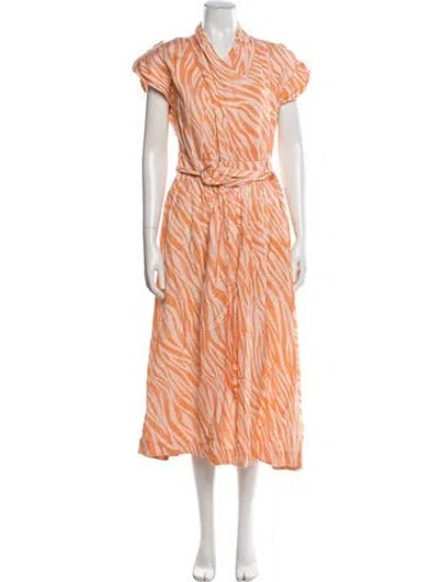 Pre-owned Derek Lam Linen Midi Length Dress In Orange