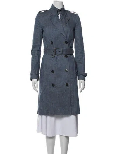 Pre-owned Derek Lam Linen Trench Coat In Blue