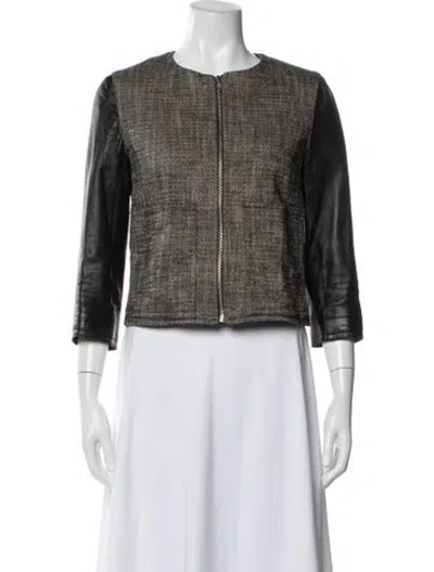 Pre-owned Derek Lam Linen Tweed Pattern Jacket In Black