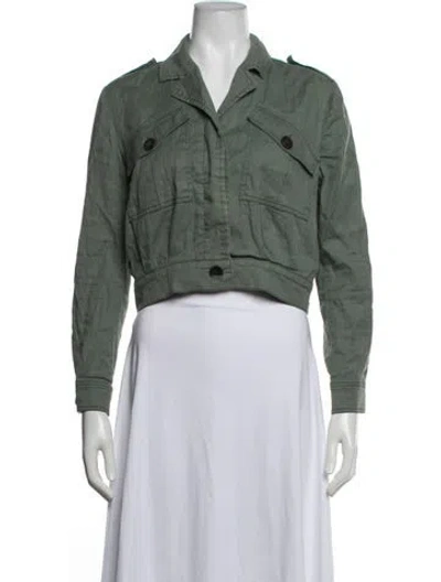Pre-owned Derek Lam Linen Utility Jacket In Green