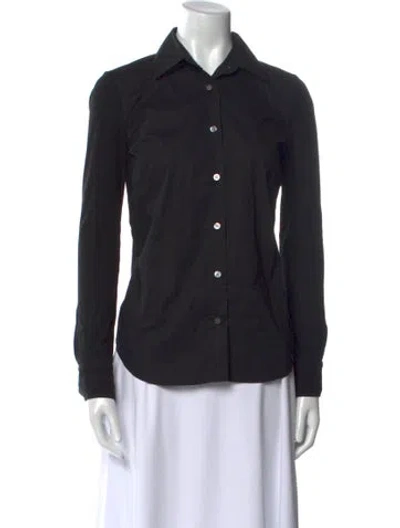 Pre-owned Derek Lam Long Sleeve Button-up Top In Black