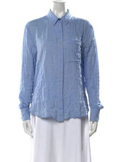 Pre-owned Derek Lam Long Sleeve Button-up Top In Blue