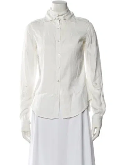 Pre-owned Derek Lam Long Sleeve Button-up Top In Neutral