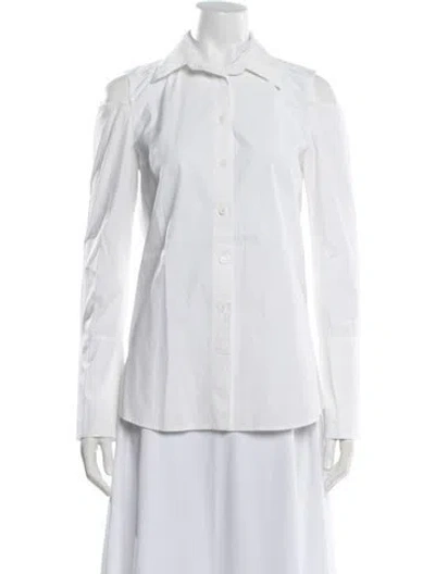 Pre-owned Derek Lam Long Sleeve Button-up Top In White