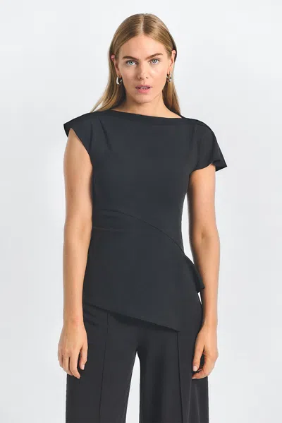 Derek Lam Luelle Crepe Knit Assymetric Top In Black