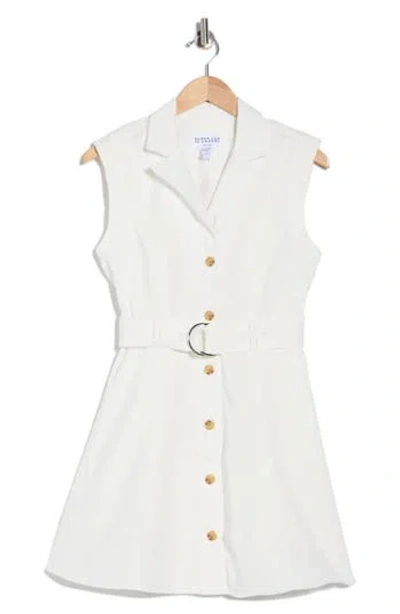 Derek Lam Lya Sleeveless Belted Denim Minidress In White