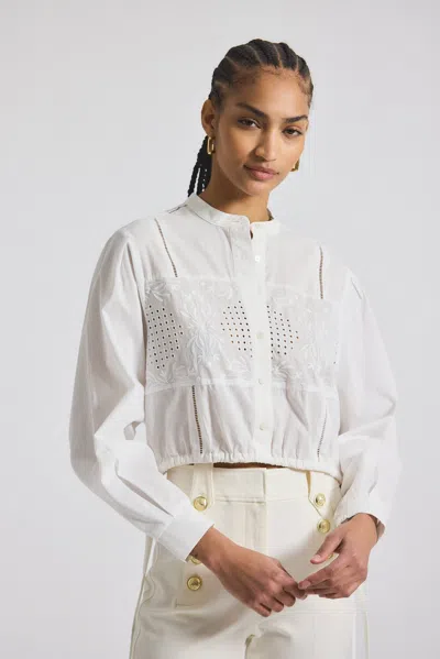Derek Lam Malory Garden Tile Eyelet Blouse