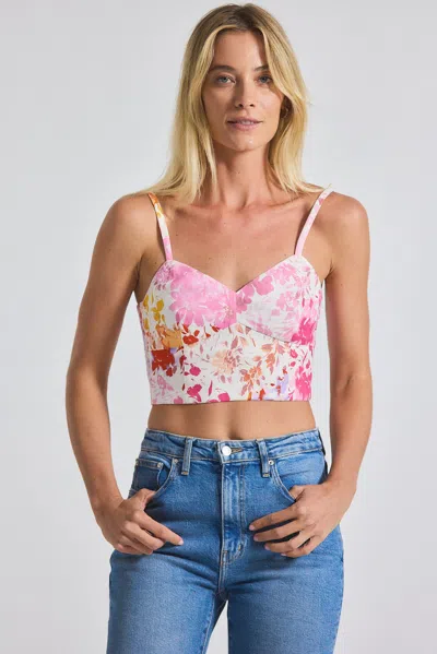Derek Lam Margo Floral Printed Stretch Linen Bralette