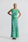 Derek Lam Maritza Watercolor Tile Print Asymmetric Dress With Embellishment