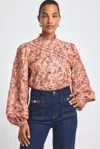 Derek Lam Marlowe Lurex Stripe Printed Voile Long Sleeve Blouse