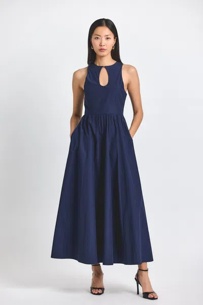 Derek Lam Melodie Cotton Poly Dress In Blue