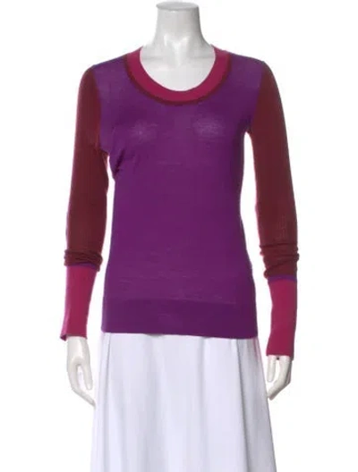 Pre-owned Derek Lam Merino Wool Colorblock Pattern Sweater In Purple