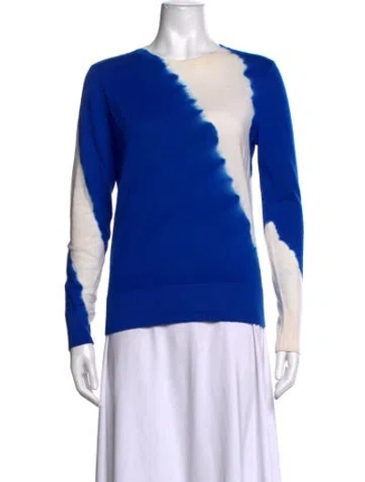 Pre-owned Derek Lam Merino Wool Tie-dye Print Sweater In Blue