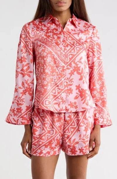 Derek Lam Milad Oversize Bell Sleeve Button-up Shirt In Pink