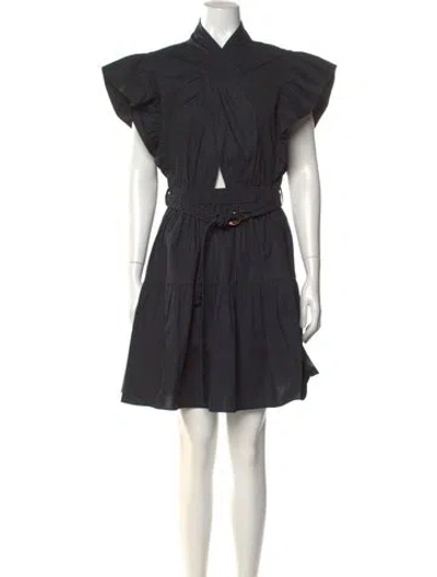 Pre-owned Derek Lam Mock Neck Knee-length Dress In Black