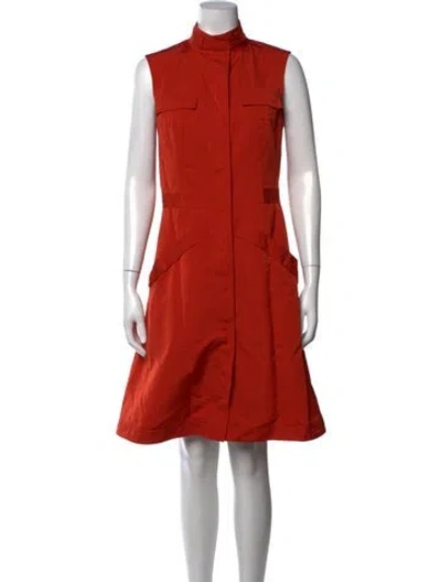 Pre-owned Derek Lam Mock Neck Knee-length Dress In Orange