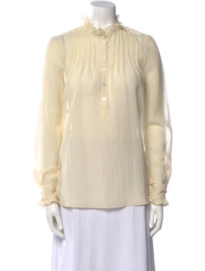 Pre-owned Derek Lam Mock Neck Long Sleeve Blouse In Neutral