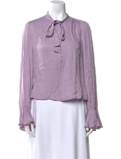Pre-owned Derek Lam Mock Neck Long Sleeve Blouse In Purple