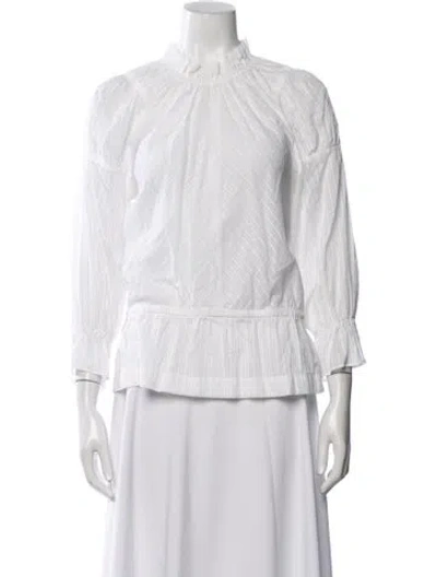 Pre-owned Derek Lam Mock Neck Long Sleeve Blouse W/ Tags In White