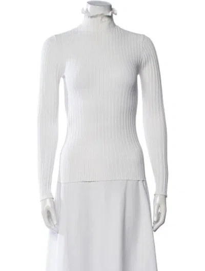 Pre-owned Derek Lam Mock Neck Long Sleeve Top In White