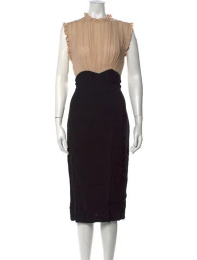 Pre-owned Derek Lam Mock Neck Midi Length Dress In Black