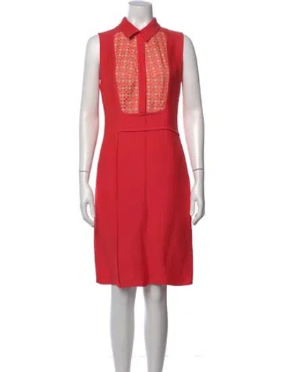 Pre-owned Derek Lam Mock Neck Midi Length Dress In Orange
