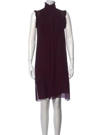 Pre-owned Derek Lam Mock Neck Midi Length Dress In Purple