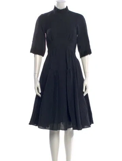 Pre-owned Derek Lam Mock Neck Midi Length Dress W/ Tags In Black