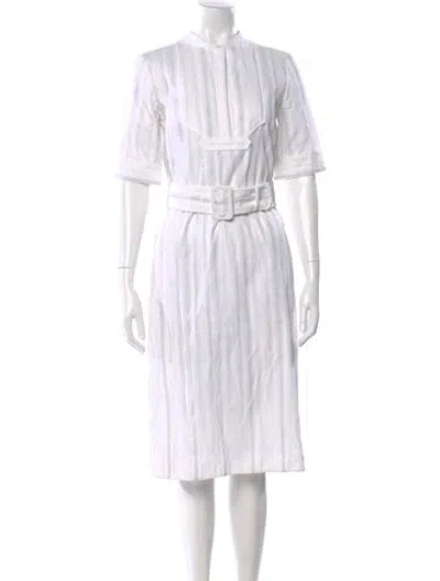 Pre-owned Derek Lam Mock Neck Midi Length Dress In White