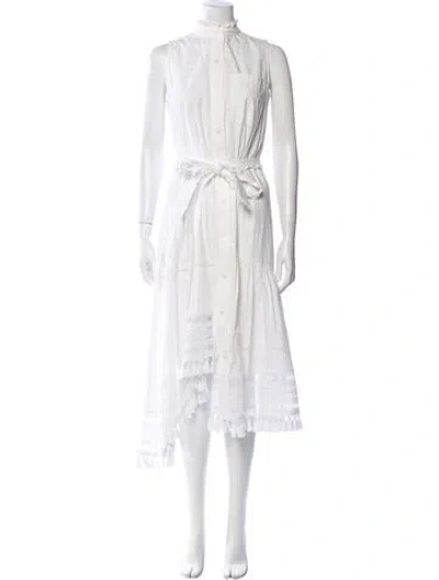 Pre-owned Derek Lam Mock Neck Midi Length Dress In White