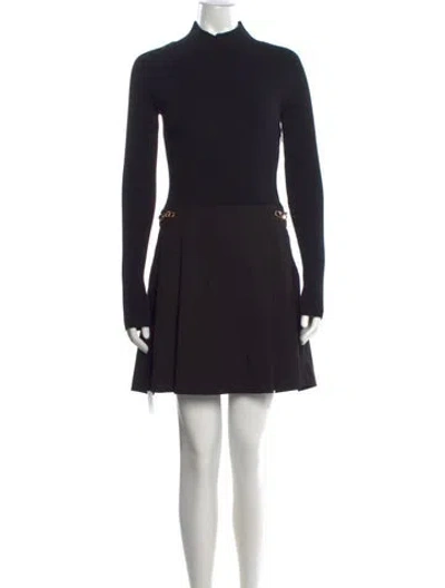 Pre-owned Derek Lam Mock Neck Mini Dress In Black