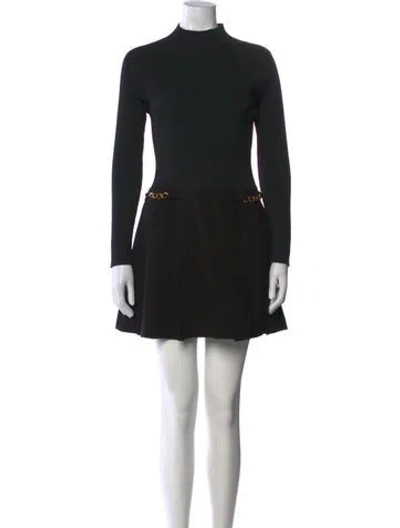 Pre-owned Derek Lam Mock Neck Mini Dress In Black