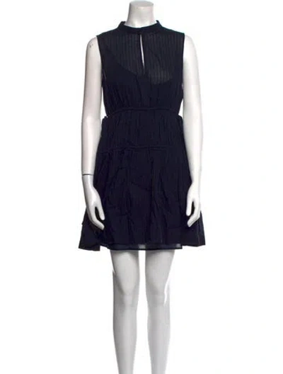 Pre-owned Derek Lam Mock Neck Mini Dress In Blue