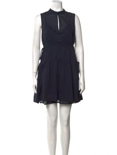 Pre-owned Derek Lam Mock Neck Mini Dress In Blue