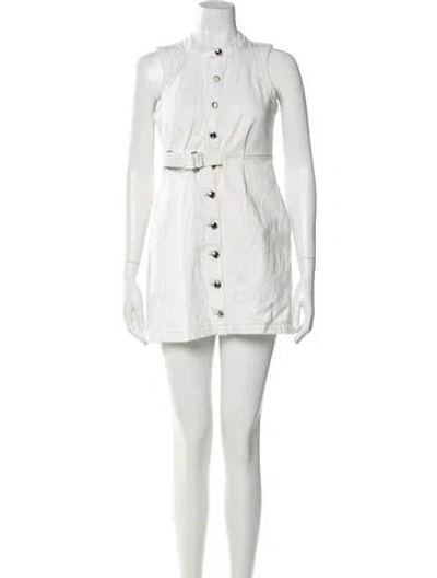 Pre-owned Derek Lam Mock Neck Mini Dress In White