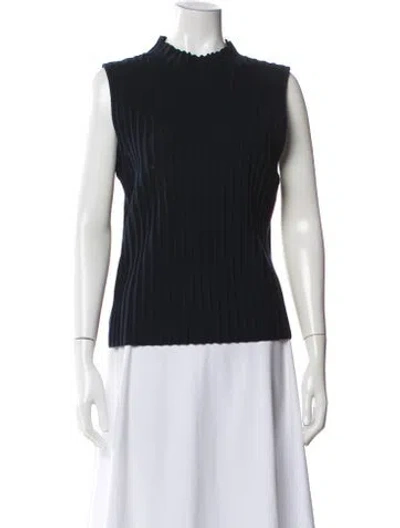 Pre-owned Derek Lam Mock Neck Sleeveless Top In Blue
