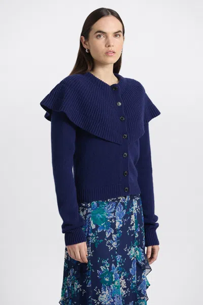 Derek Lam Murray Capelet Cardigan In Blue
