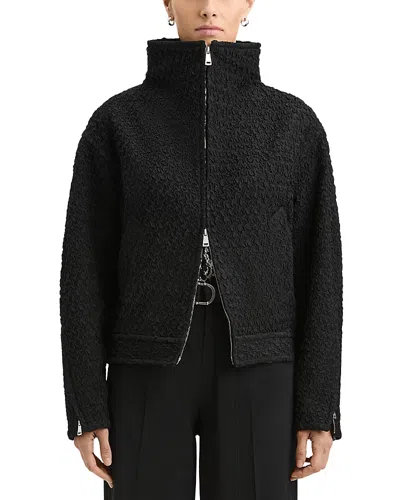 Derek Lam Naomi Bubble Texture Funnel Neck Jacket In Black