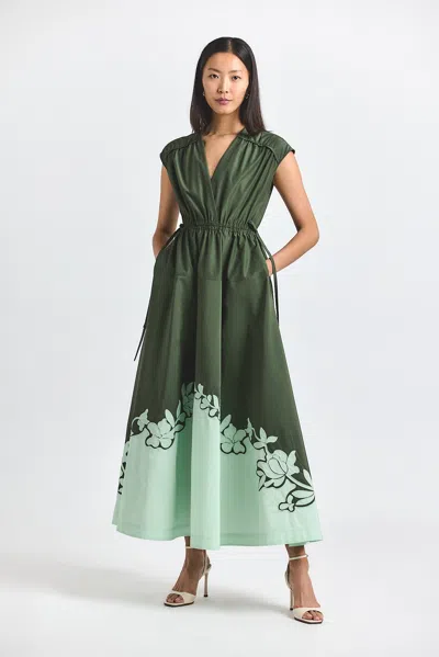 Derek Lam Nara Cotton Poly Poplin Applique Dress