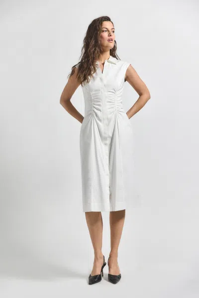 Derek Lam Nera Ruched Button Down Dress In Gray