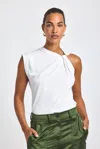 Derek Lam Nia Assymmetric Embellished Twist Tee