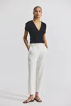 Derek Lam Nika Drapey Linen Pant With Gold Crest Buttons