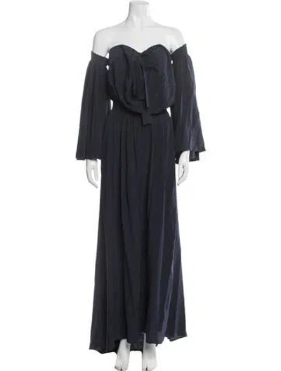 Pre-owned Derek Lam Off-the-shoulder Long Dress In Blue